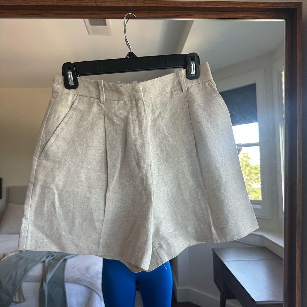 Zara Linen Pleated Shorts NWOT